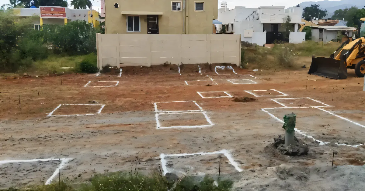 Site layout marking work for premium residential villa project in Coimbatore